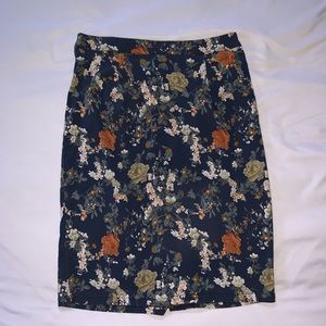 Blue Floral Pencil Skirt